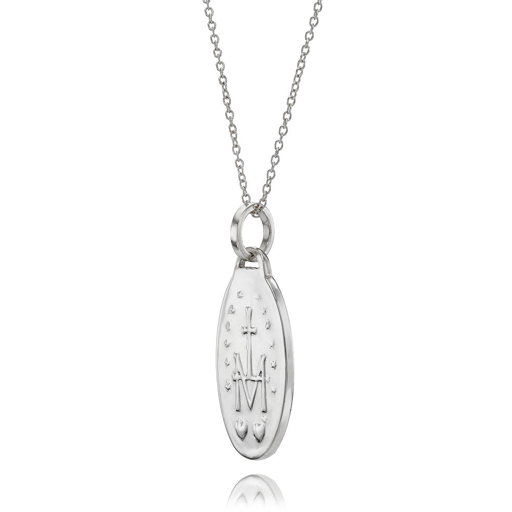 Sterling Silver Diamonds in the Palms of Her Hands Mary Pendant – DRU.