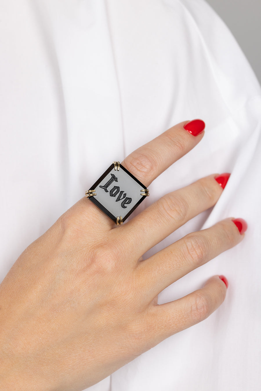 Black Onyx Love Ring