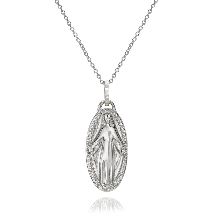 Sterling Silver Diamonds in the Palms of Her Hands Mary Pendant