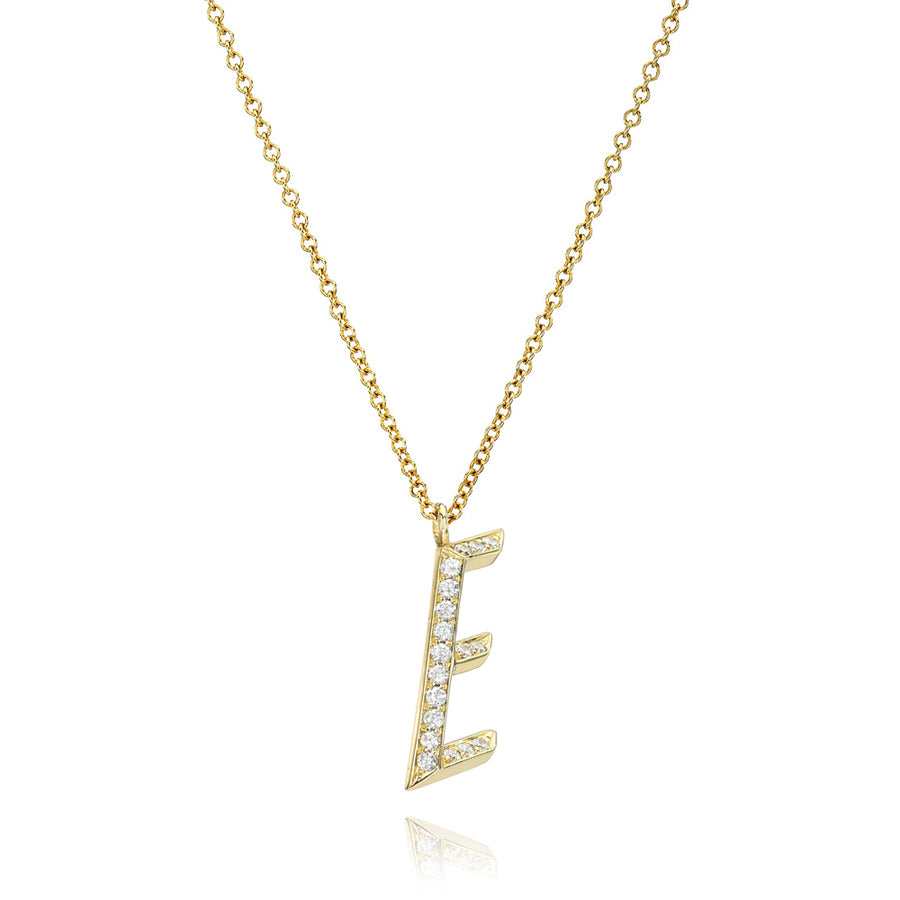 Diamond E Charm Necklace