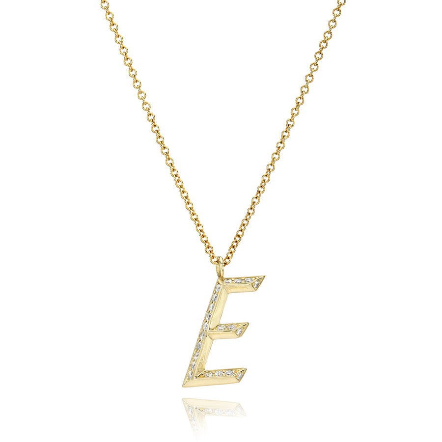 Diamond E Charm Necklace