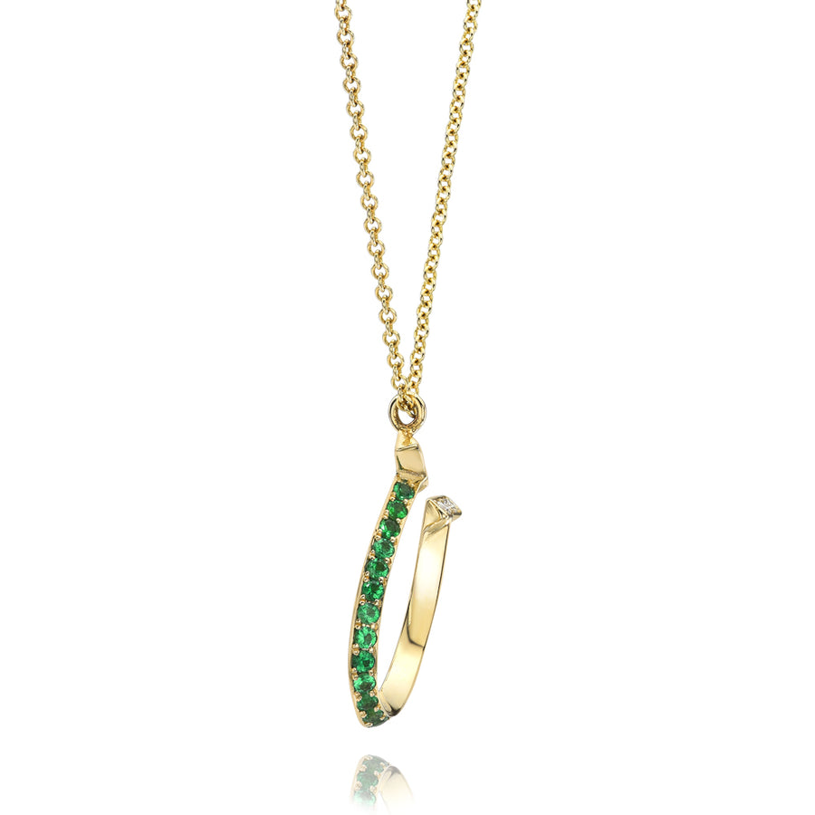 Emerald Horseshoe Charm Necklace