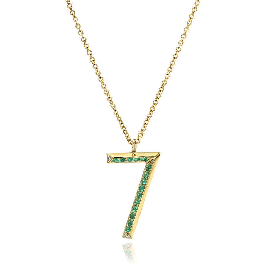 Emerald Lucky 7 Charm Necklace