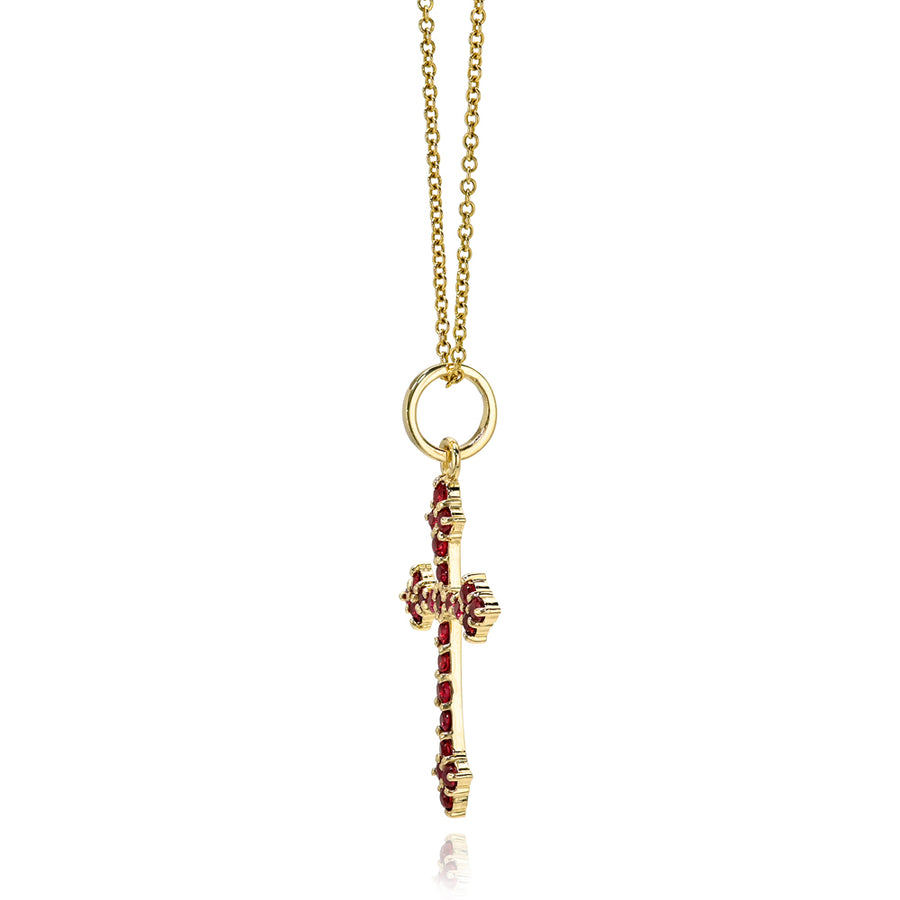 Ruby Gothic Cross Pendant