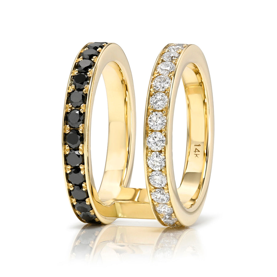 Black and White Diamond Doublet Ring