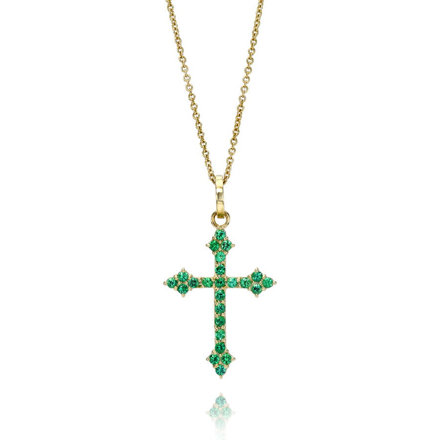 Emerald Gothic Cross Pendant