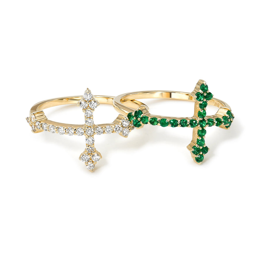 Emerald Cross Your Fingers Ring