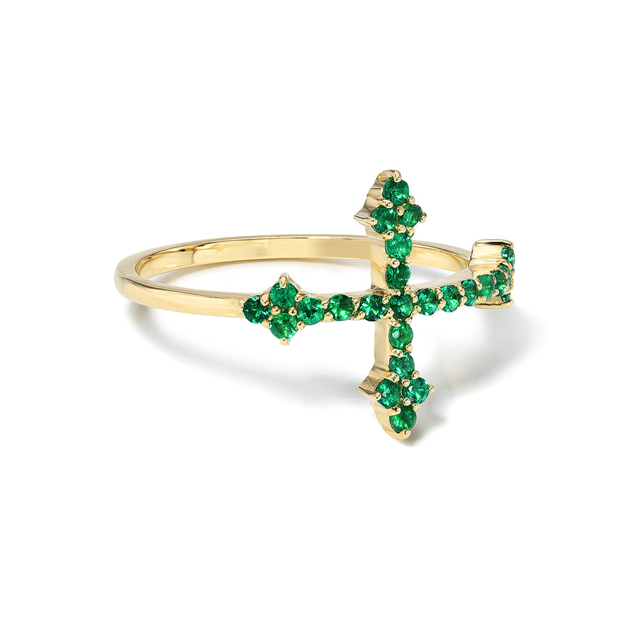 Emerald Cross Your Fingers Ring