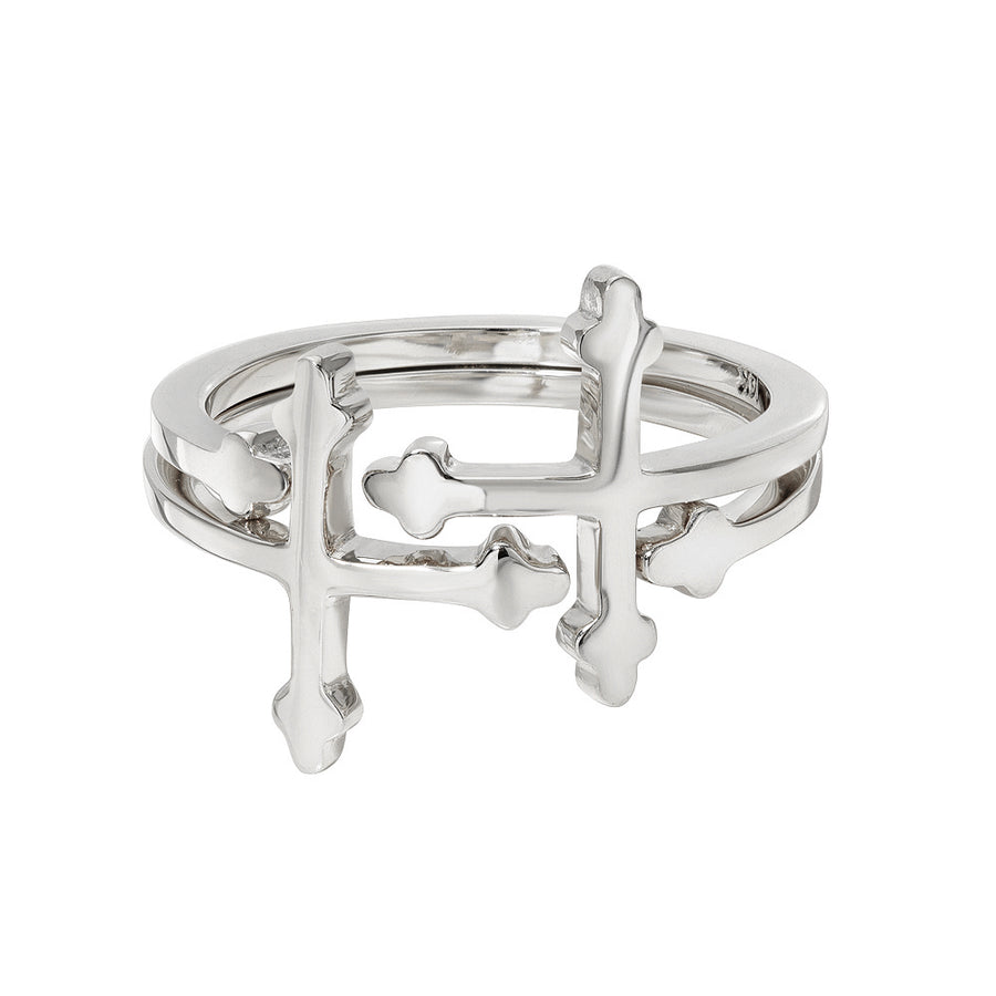 Sterling Silver Cross Your Fingers Ring