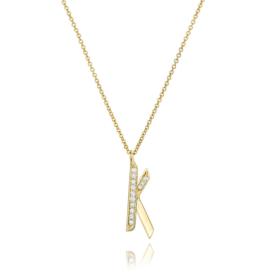 Diamond K Charm Necklace