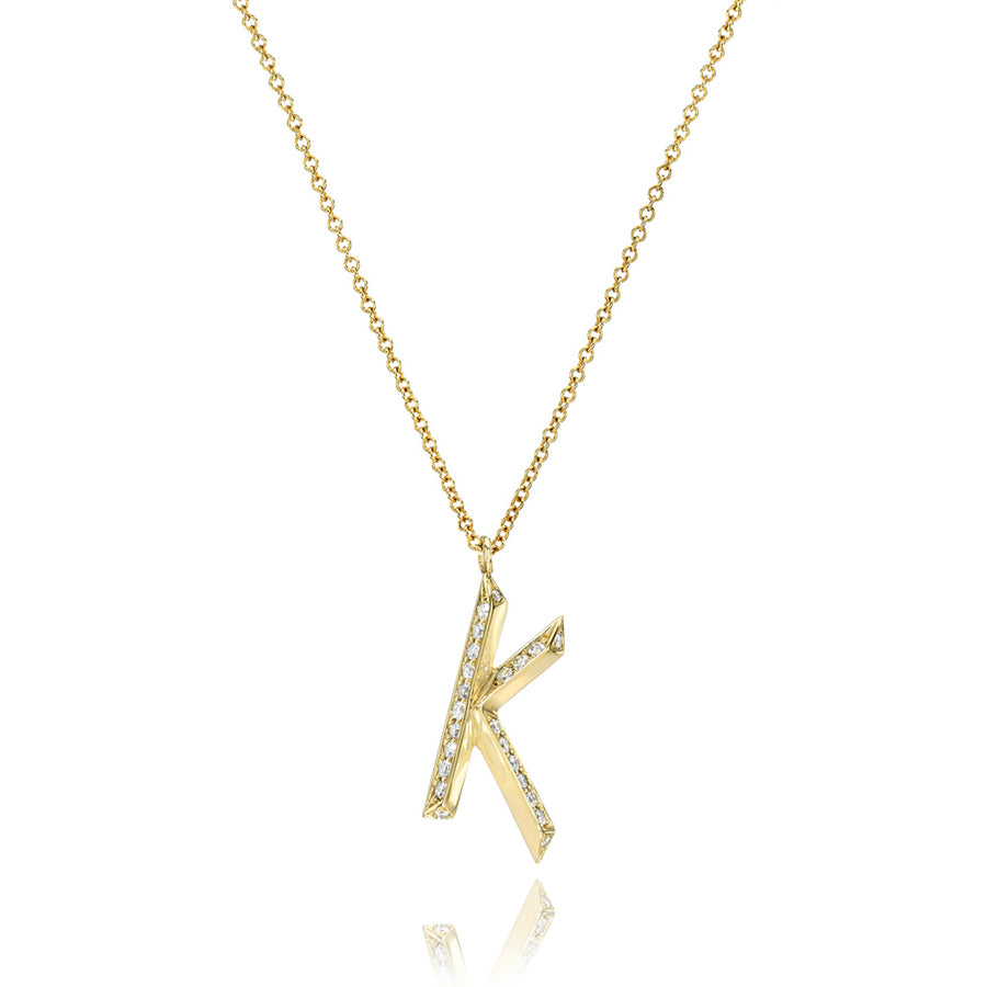 Diamond K Charm Necklace