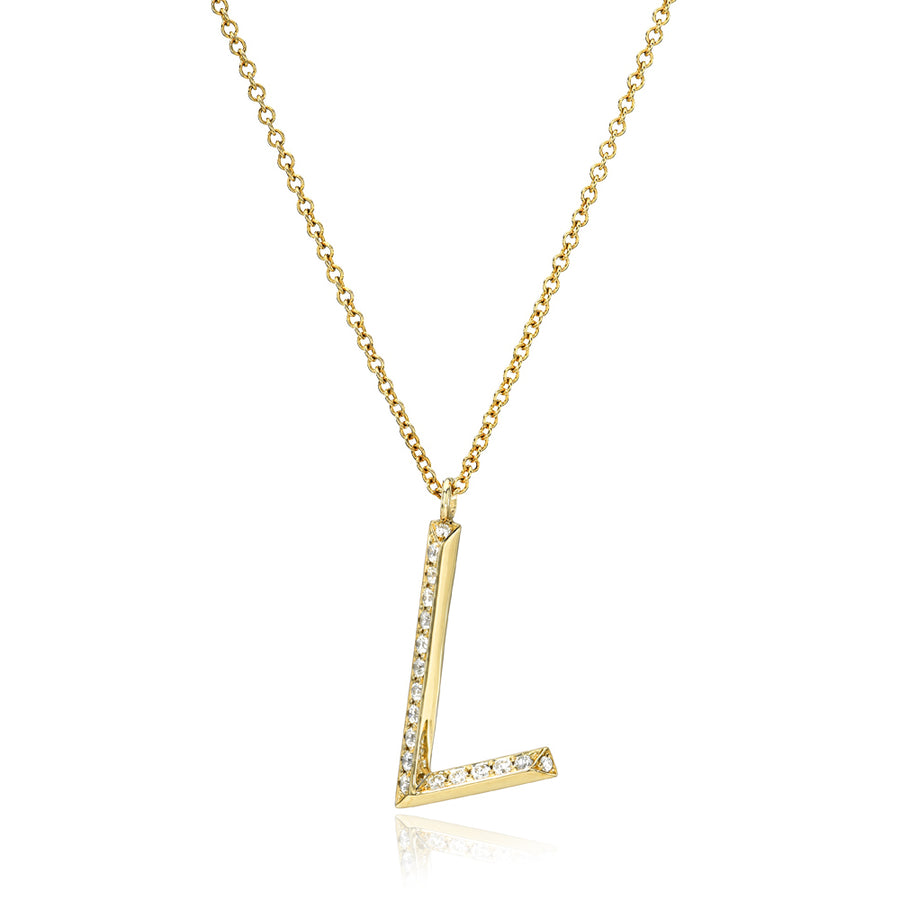 Diamond L Charm Necklace