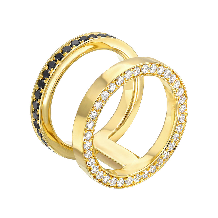 Black and White Diamond Doublet Ring