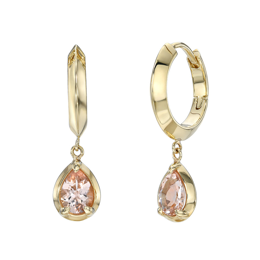 Tear Drop Morganite Blade Huggies