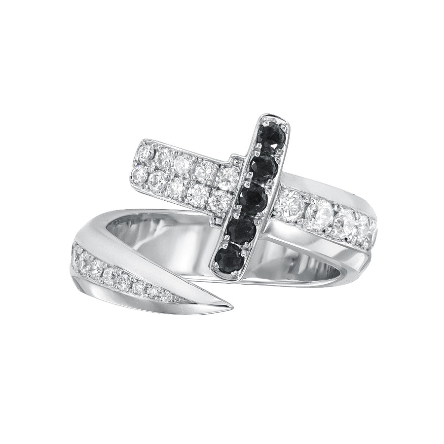 White and Black Diamond Sword Ring