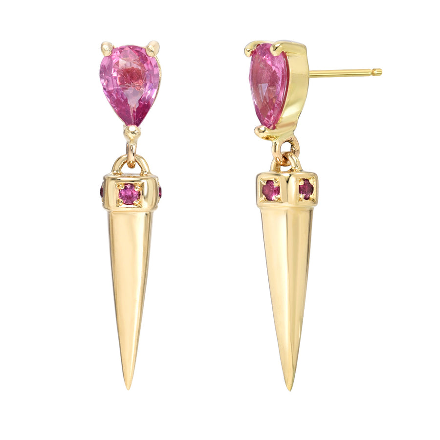 Pink Sapphire Spike Drop Earrings
