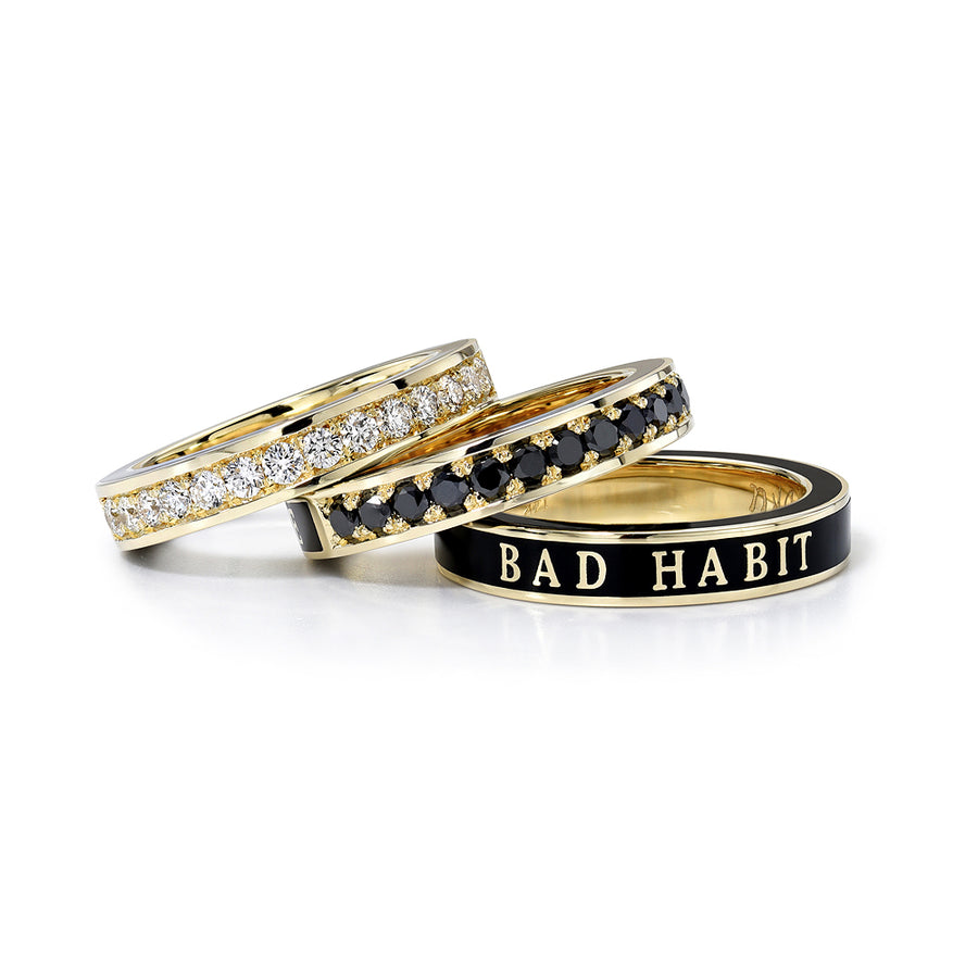 Black Diamond and Black Enamel Bad Habit Ring