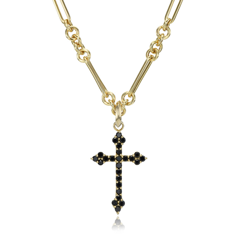 Large Black Diamond Gothic Cross Pendant